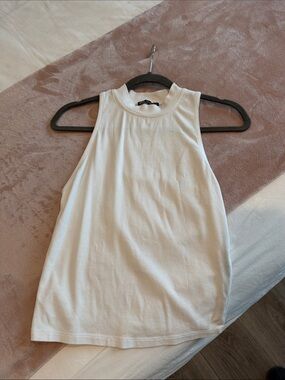 Zara Cream High-Neck Sleeveless Tank Top
